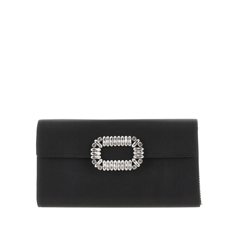 Roger Vivier Roger Vivier Sexy Choc Satin Clutch Black - World Class Fashion