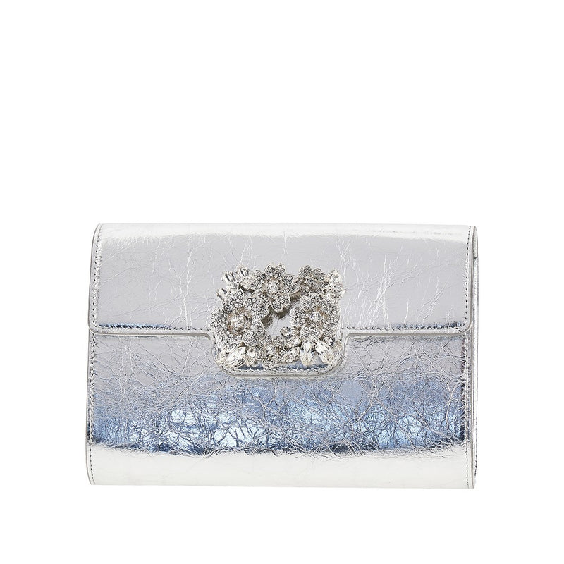 Roger Vivier Roger Vivier Efflorescence Leather Mini Bag Silver - World Class Fashion
