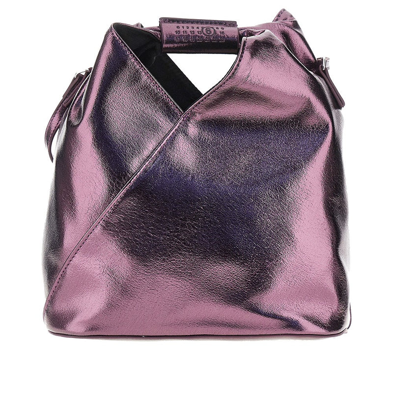 Mm6 Mm6 Metallized Faux Leather Japanese Bag Purple - World Class Fashion