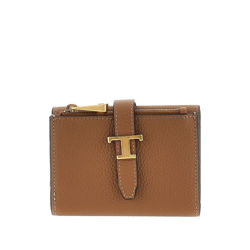 Tods Tods Grained Leather Tri-fold Wallet Brown - World Class Fashion