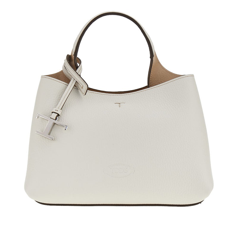 Tods Tods Grained Leather Micro Shopping Bag White - World Class Fashion
