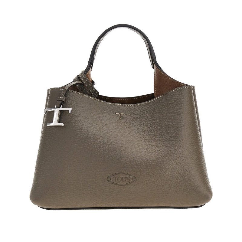 Tods Tods Grained Leather Micro Shopping Bag Grey - World Class Fashion