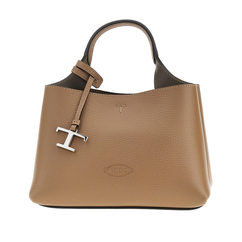 Tods Tods Grained Leather Micro Shopping Bag Brown - World Class Fashion