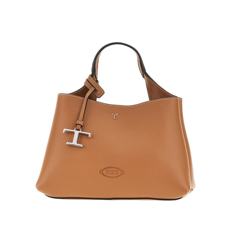 Tods Tods Grained Leather Micro Shopping Bag Brown - World Class Fashion