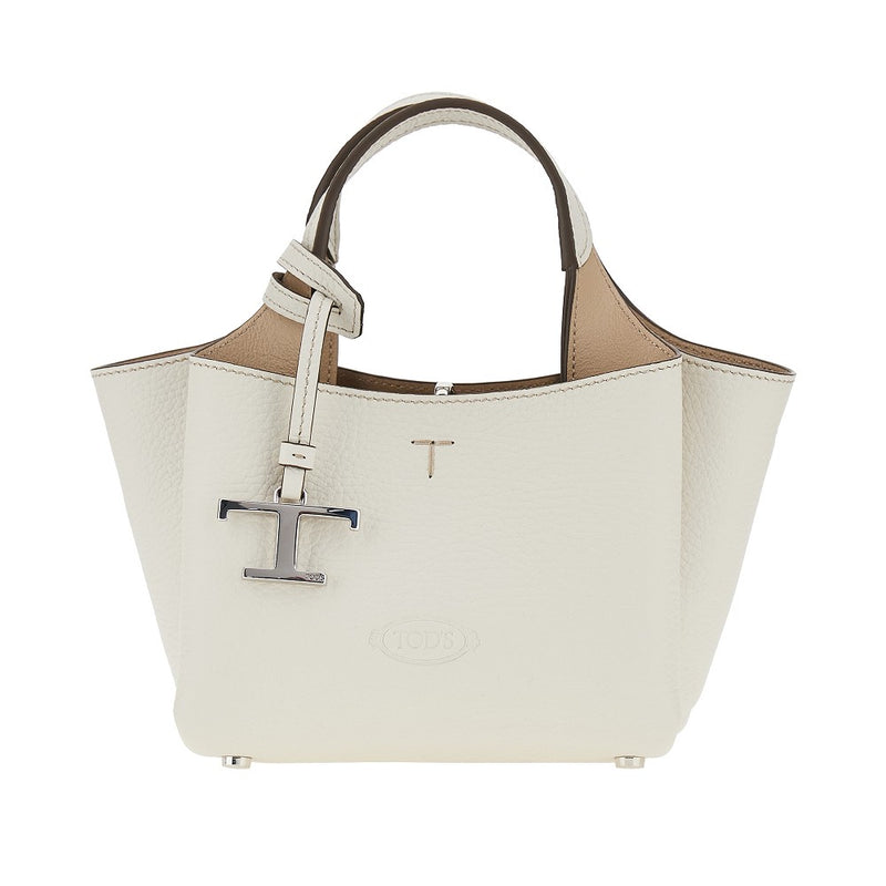 Tods Tods Grained Leather Mini Shopping Bag White - World Class Fashion