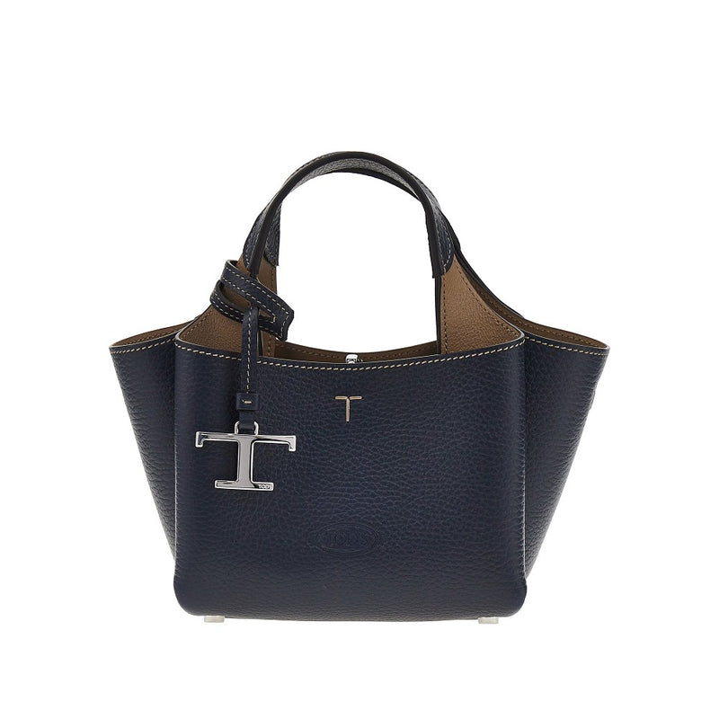 Tods Tods Grained Leather Mini Shopping Bag Blue - World Class Fashion