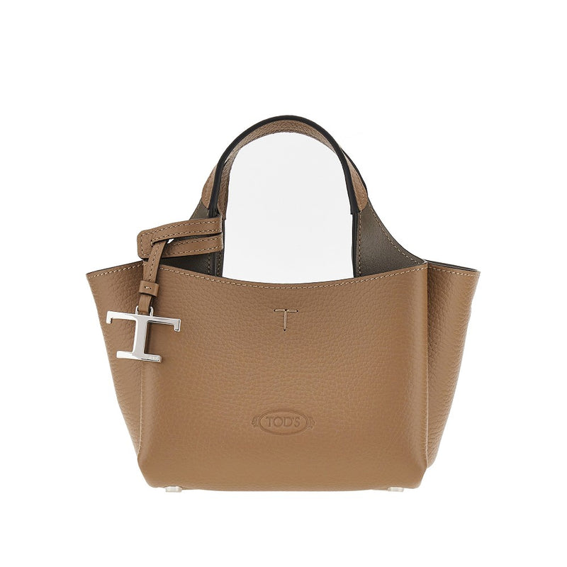 Tods Tods Grained Leather Mini Shopping Bag Brown - World Class Fashion