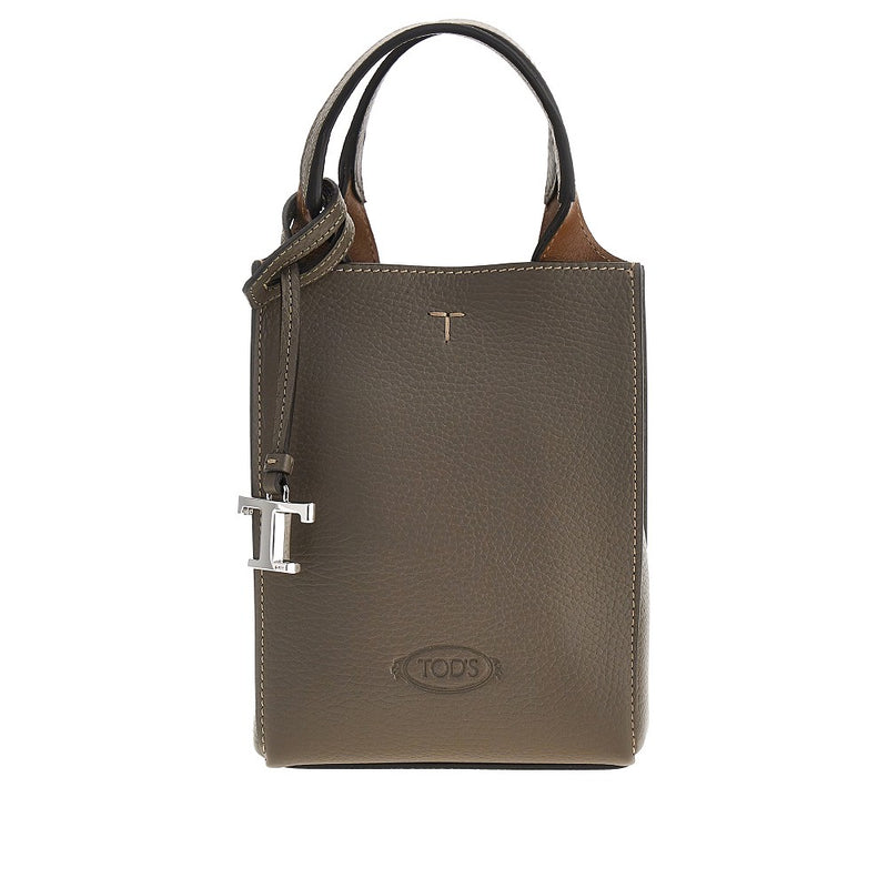 Tods Tods Grained Leather Micro Tote Bag Grey - World Class Fashion