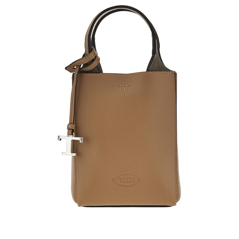 Tods Tods Grained Leather Micro Tote Bag Brown - World Class Fashion