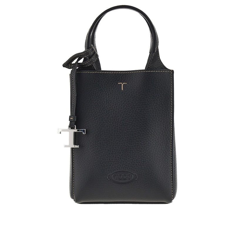 Tods Tods Grained Leather Micro Tote Bag Black - World Class Fashion