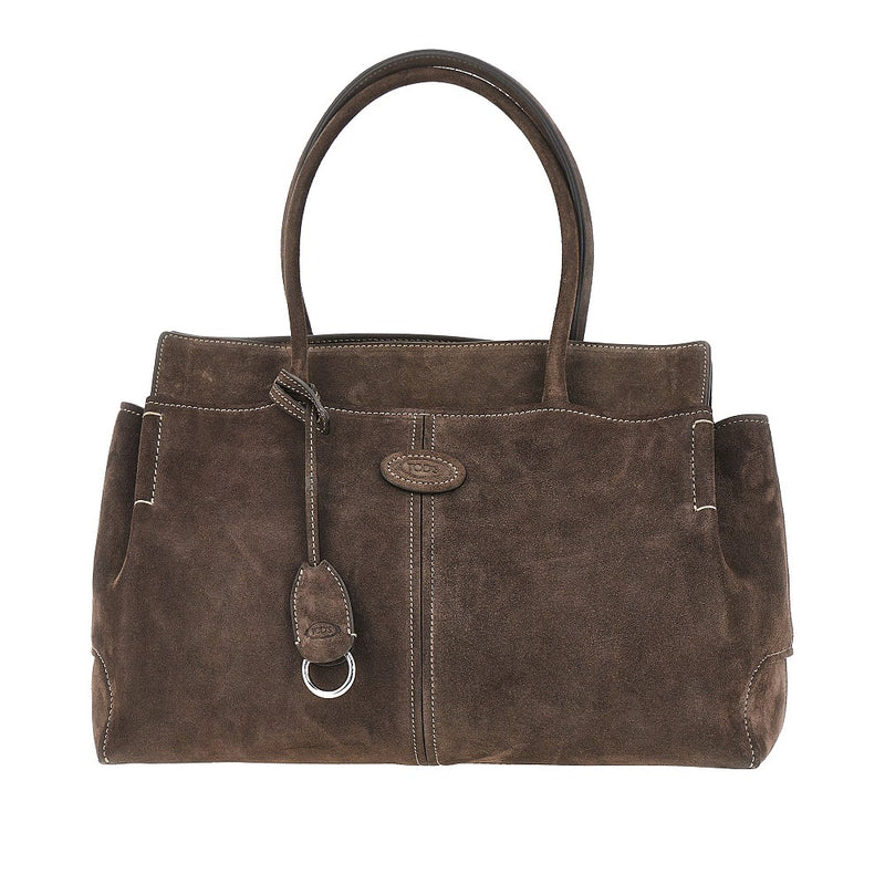 Tods Tods Suede Leather Medium Shopping Bag Brown - World Class Fashion