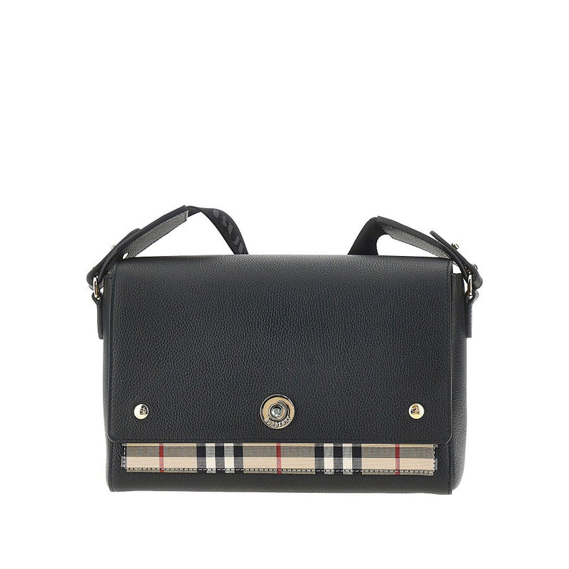 Burberry Burberry Note Leather Shoulder Bag Black - World Class Fashion