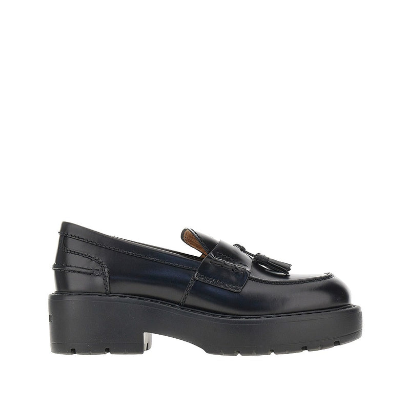 Miu Miu Miu Miu Spazzolato Leather Tassel Loafers Black Women - World Class Fashion