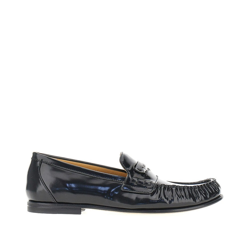 Fendi Fendi 'Fendi Scrunch' Leather Loafers Black Women - World Class Fashion