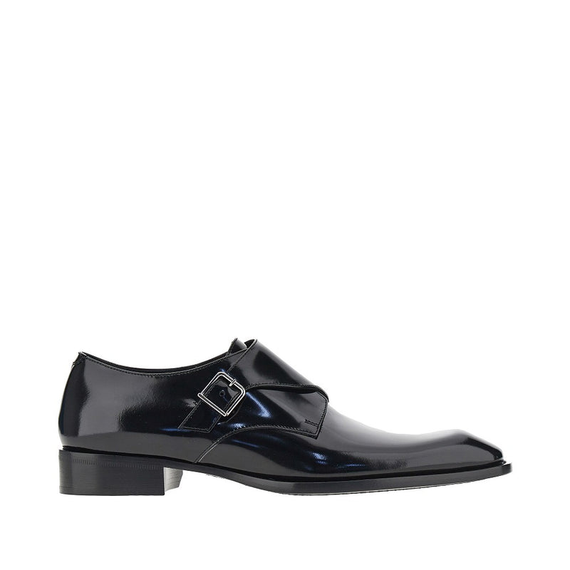 Saint Laurent Saint Laurent Patent-leather Monk-strap Loafers Black - World Class Fashion