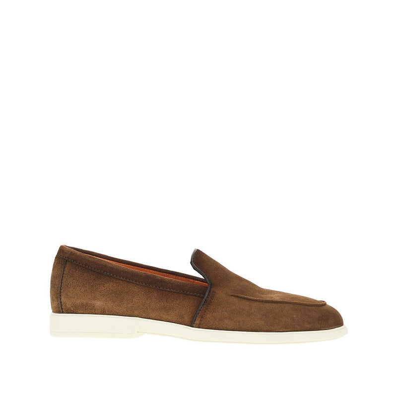 Santoni Santoni 'Malibu' Suede Leather Loafers Brown - World Class Fashion
