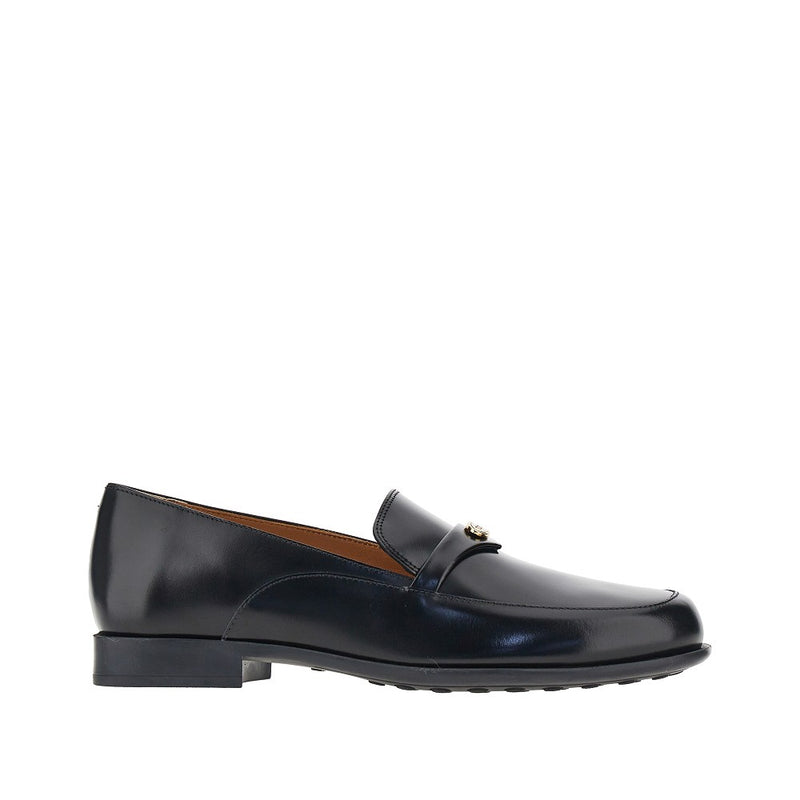 Tods Tods Leather Loafers with Logo Medal Black - World Class Fashion