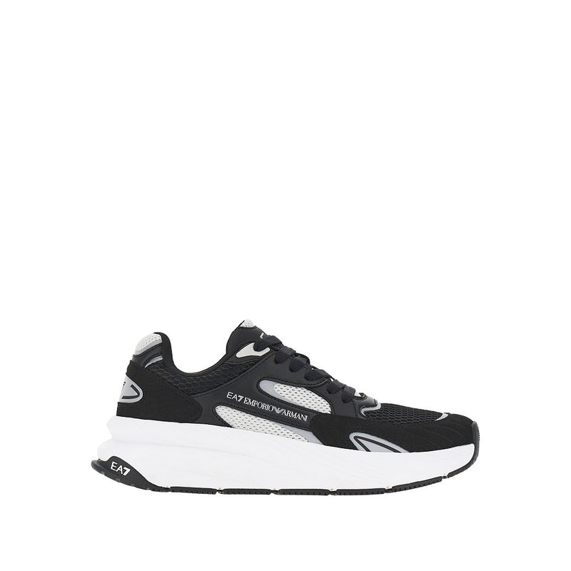 Ea7 Ea7 Faux Leather And Mesh Sneakers - World Class Fashion