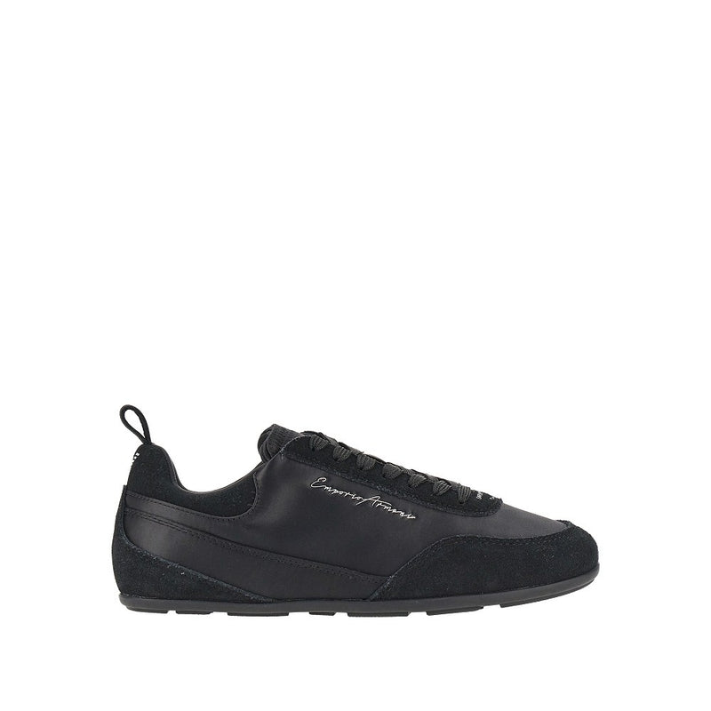 Emporio Armani Emporio Armani Satin Suede Leather Sneakers Black Women - World Class Fashion