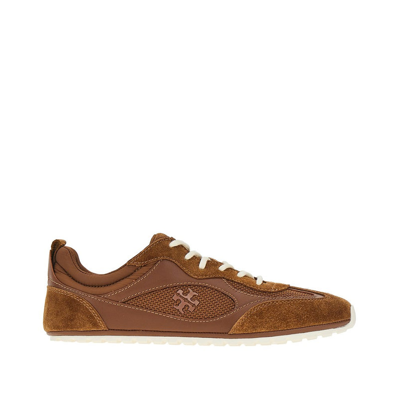Tory Burch Tory Burch 'Field' Mesh And Leather Sneakers Brown - World Class Fashion