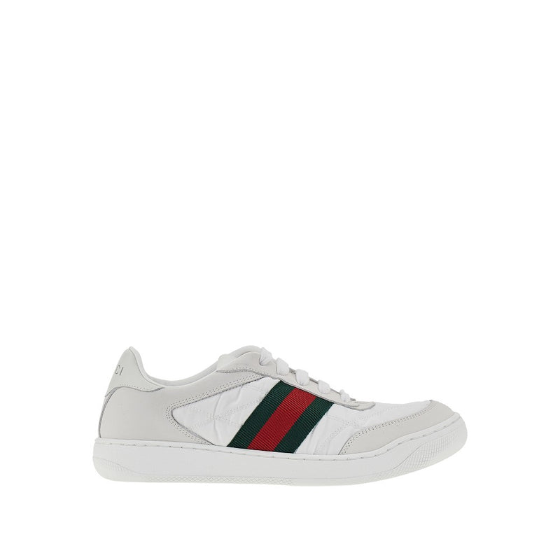 Gucci Gucci Screener Nylon and Leather Sneakers White - World Class Fashion