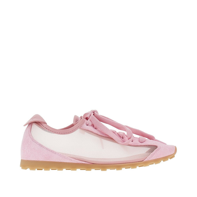 Jacquemus Jacquemus Nubuck Leather and Mesh Tennis Sneakers Pink - World Class Fashion