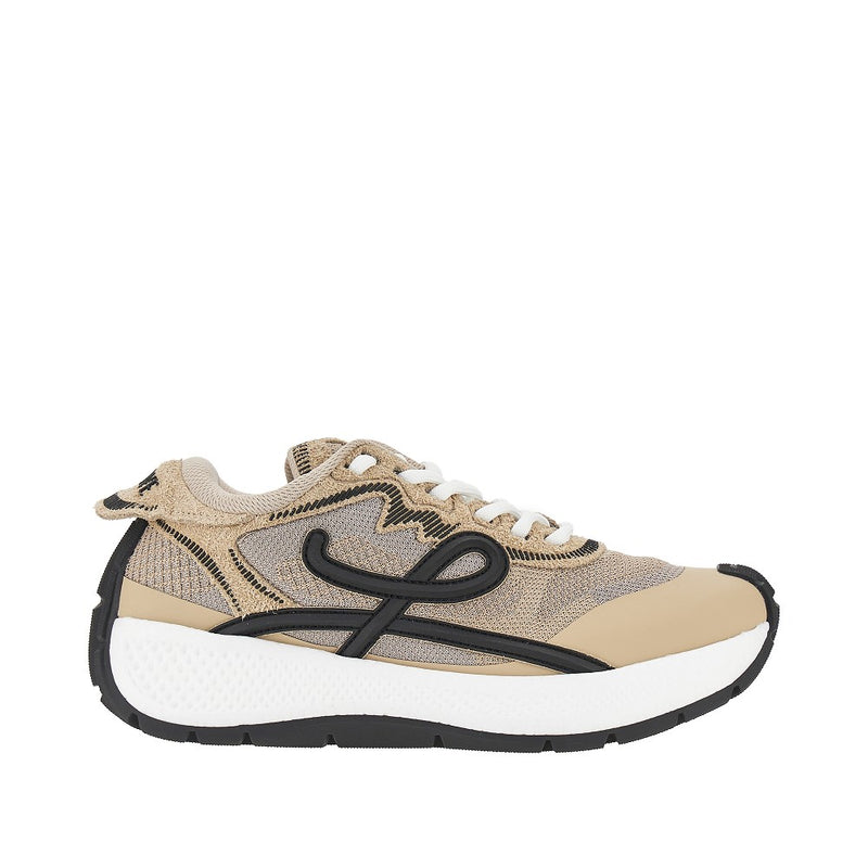 Loewe Loewe Pogo Technical Knit Leather Sneakers Beige - World Class Fashion