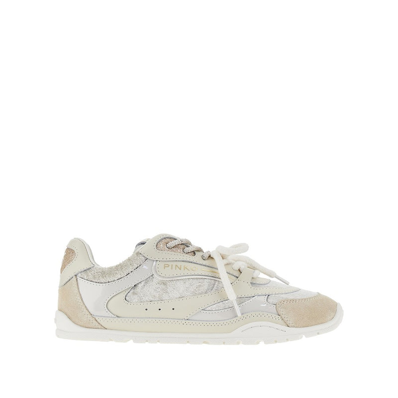 Pinko Pinko Suede Leather and Velvet Sneakers Beige Women - World Class Fashion