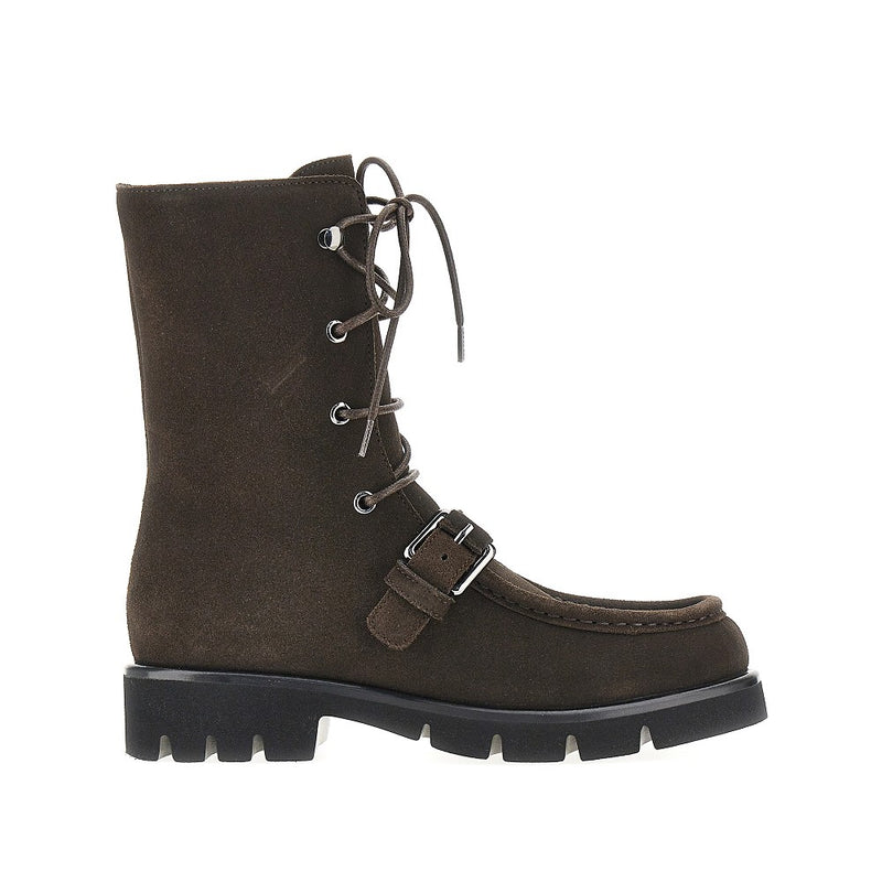 Emporio Armani Emporio Armani Suede Leather Ankle Boots Brown Women - World Class Fashion