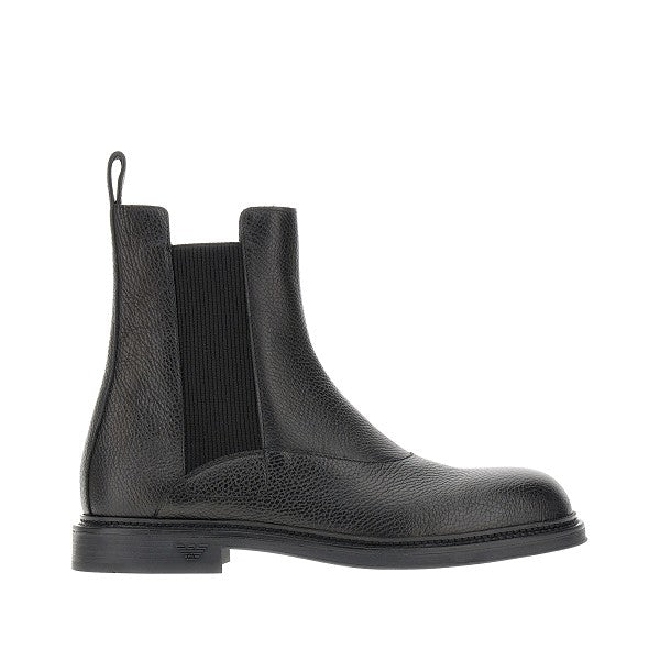 Emporio Armani Emporio Armani Grained Leather Chelsea Boots Black - World Class Fashion