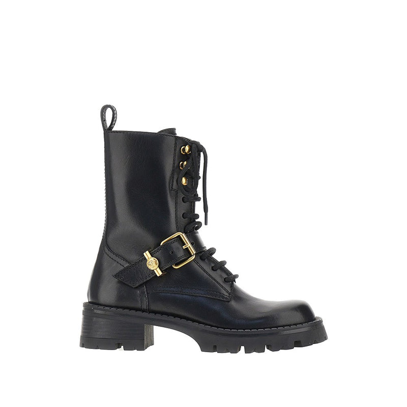 Versace Versace Leather Mid-Calf Boots Black Women - World Class Fashion