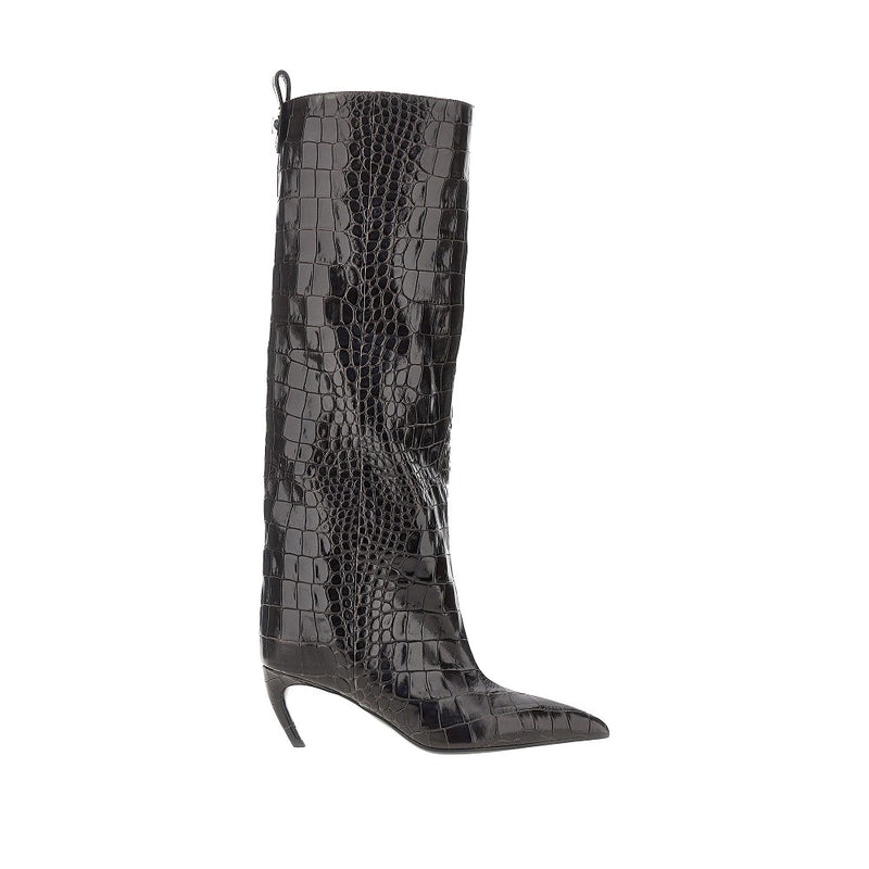 The Attico The Attico Lea Croco-embossed Leather Boots Brown - World Class Fashion