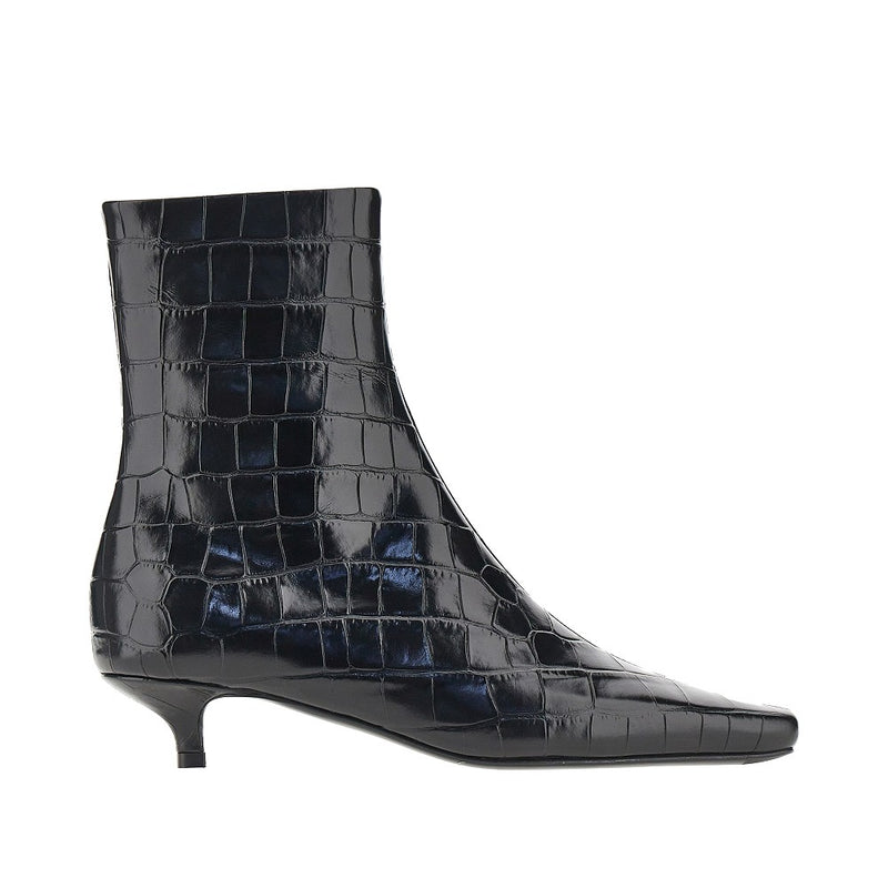 Toteme Toteme Croco-embossed Leather Ankle Boots Black - World Class Fashion