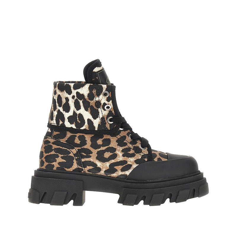 Ganni Ganni Leopard-printed Denim Boots Multicolor - World Class Fashion