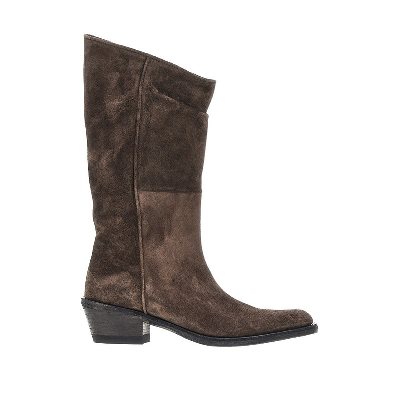 Khaite Khaite Clive Suede Leather Western Boots Brown - World Class Fashion