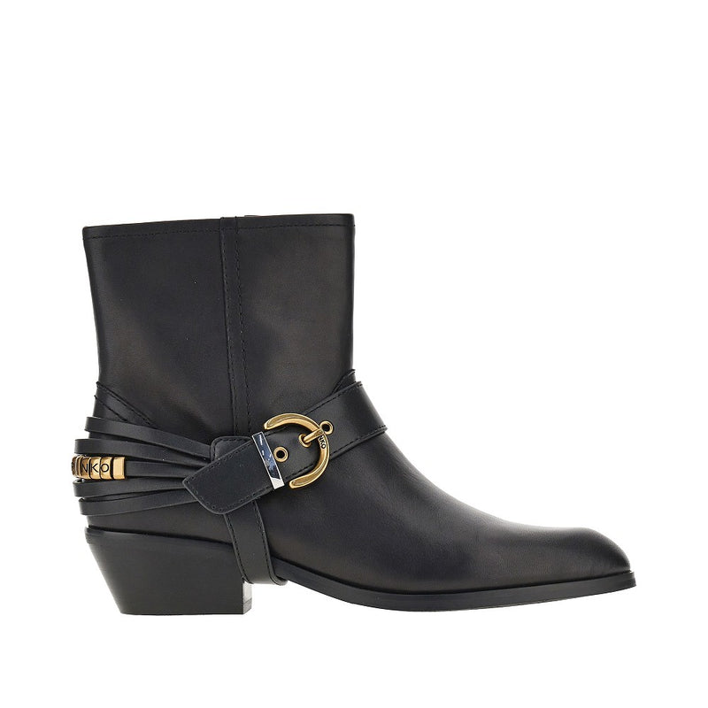 Pinko Pinko Leather Ankle Boots Black Women - World Class Fashion