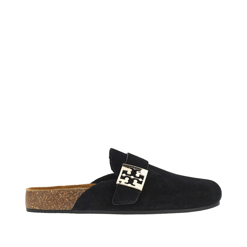 Tory Burch Tory Burch Mellow Suede Leather Mules Black - World Class Fashion
