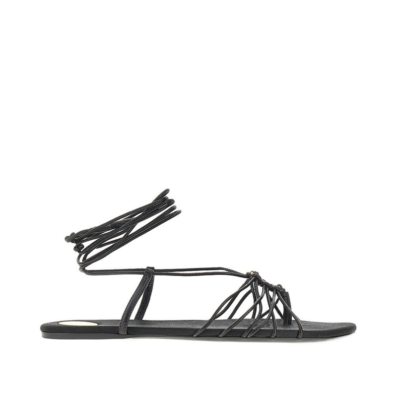 Saint Laurent Saint Laurent Babylone Leather Flat Sandals Black - World Class Fashion