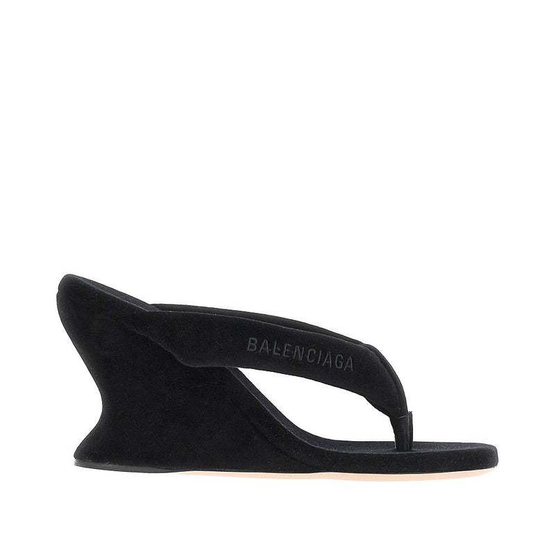 Balenciaga Balenciaga Gaeta Wedge Thong Sandals Black - World Class Fashion
