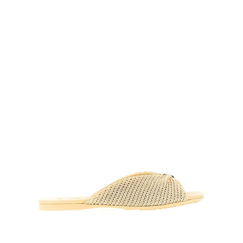 Loewe Loewe Pebble Soft Raffia-effect Slides Beige Women - World Class Fashion
