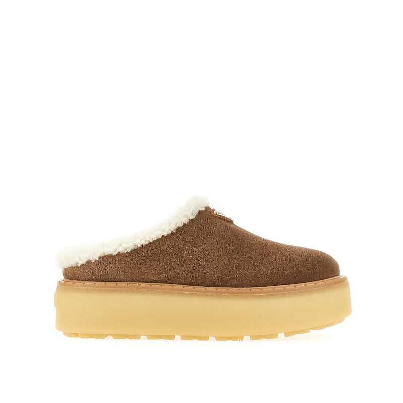 Prada Prada Shearling Sabot Brown Women - World Class Fashion