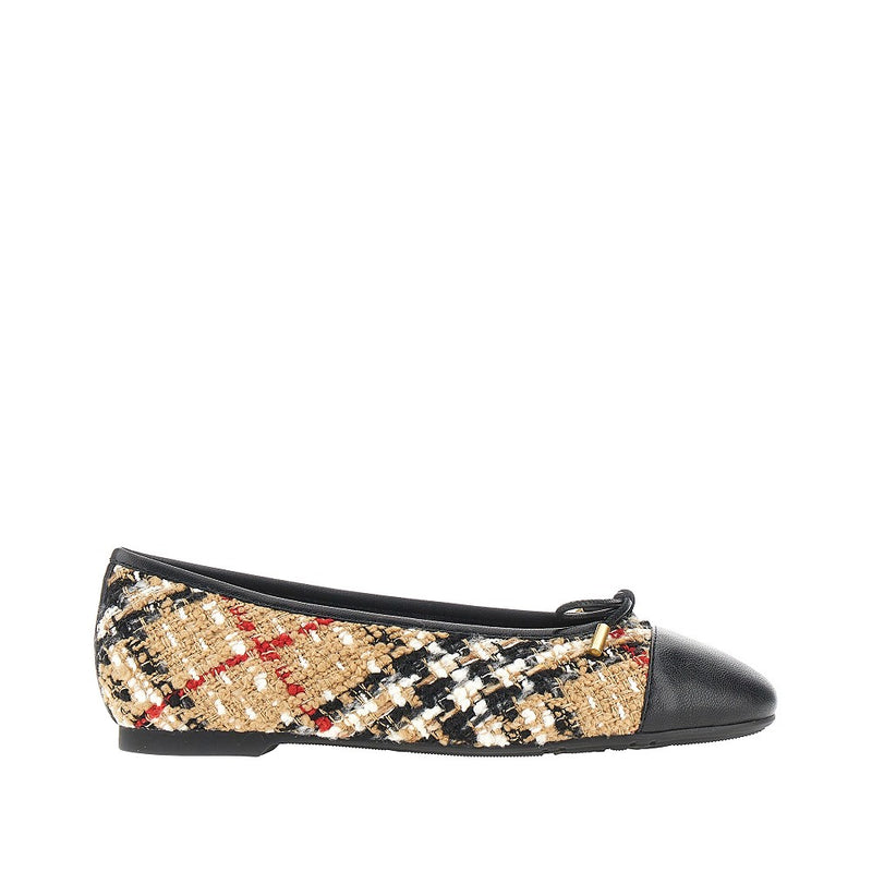 Burberry Burberry Check Bouclé Leather Highgate Ballerinas Multicolor - World Class Fashion
