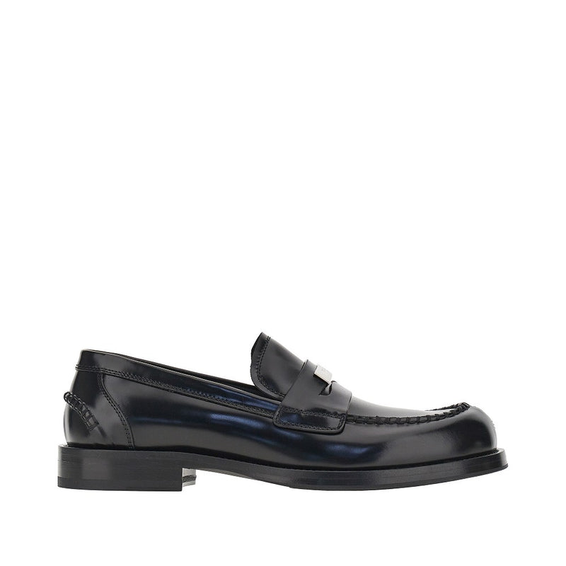 Dolce&gabbana Dolce&Gabbana Logo Plate Leather Loafers Black Men - World Class Fashion