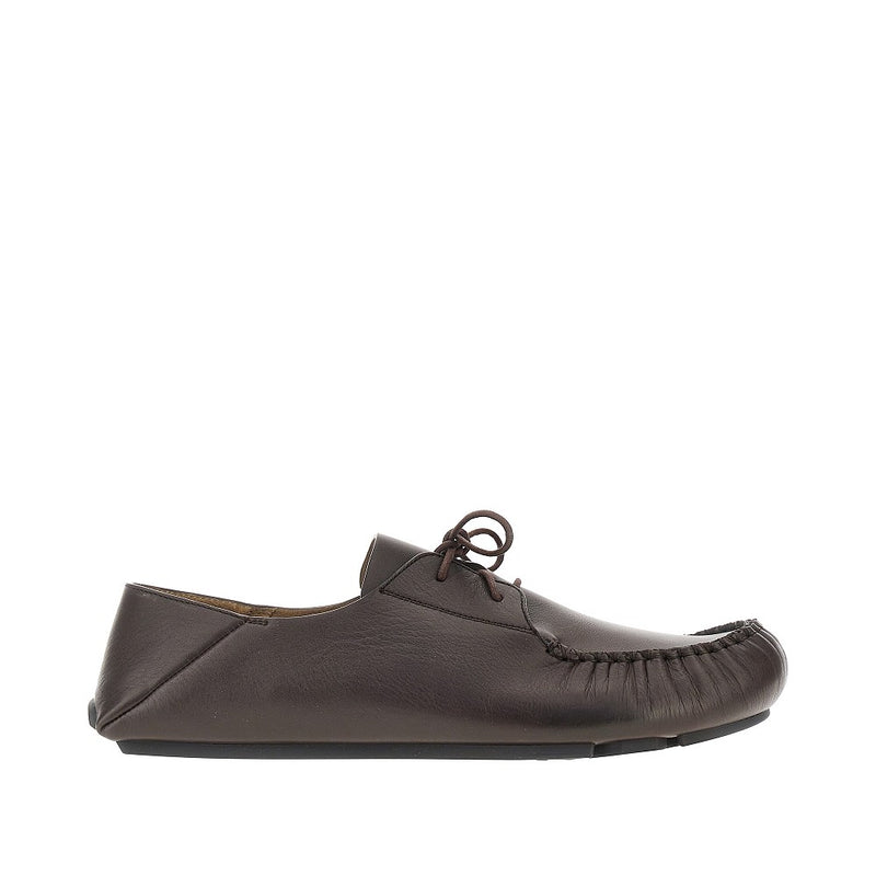 Loewe Loewe Rambla Leather Boat Shoes Brown - World Class Fashion