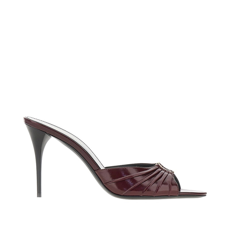 Saint Laurent Saint Laurent Babylone Leather Mules Red - World Class Fashion