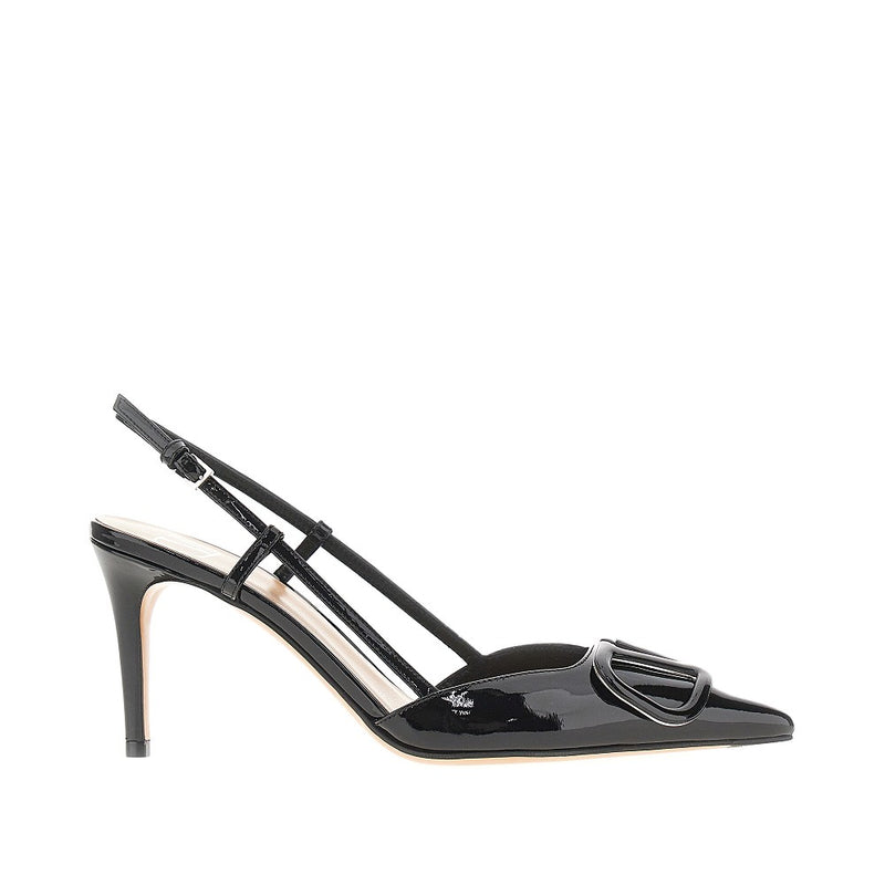 Valentino Garavani Valentino Garavani Patent Leather Slingback Pumps Black - World Class Fashion