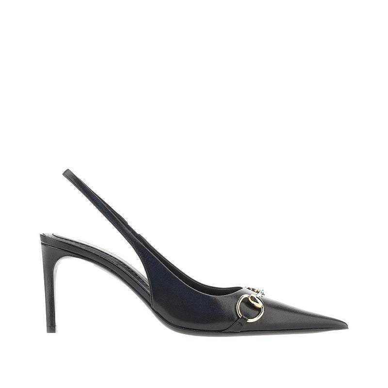 Gucci Gucci Donna Leather Slingback Pumps Black - World Class Fashion