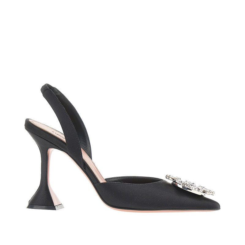 Amina Muaddi Amina Muaddi Begum Sling Satin Black Women - World Class Fashion