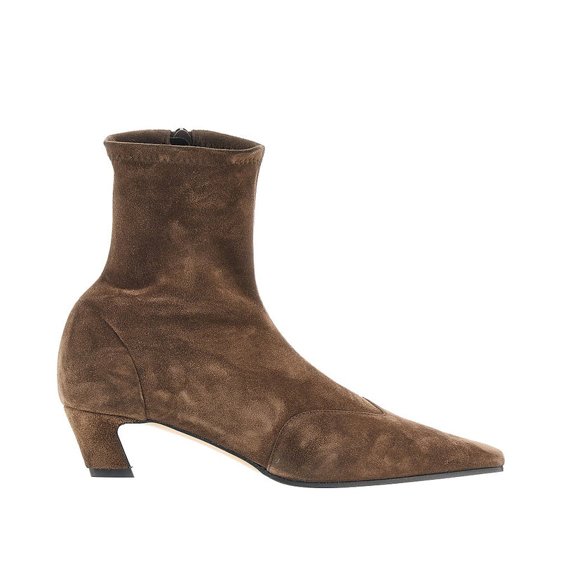 Khaite Khaite Nevada Stretch Suede Leather Boots Brown - World Class Fashion