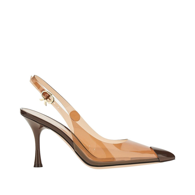 Gianvito Rossi Gianvito Rossi Diana Plexi Slingback Pumps Brown - World Class Fashion